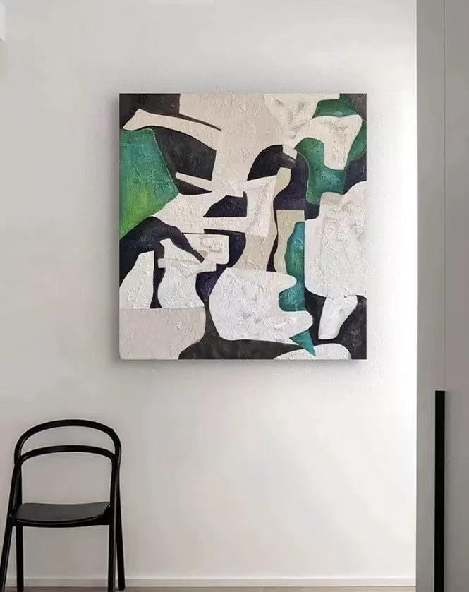 Hand-painted Greem-Cream Art Painting #SMC019