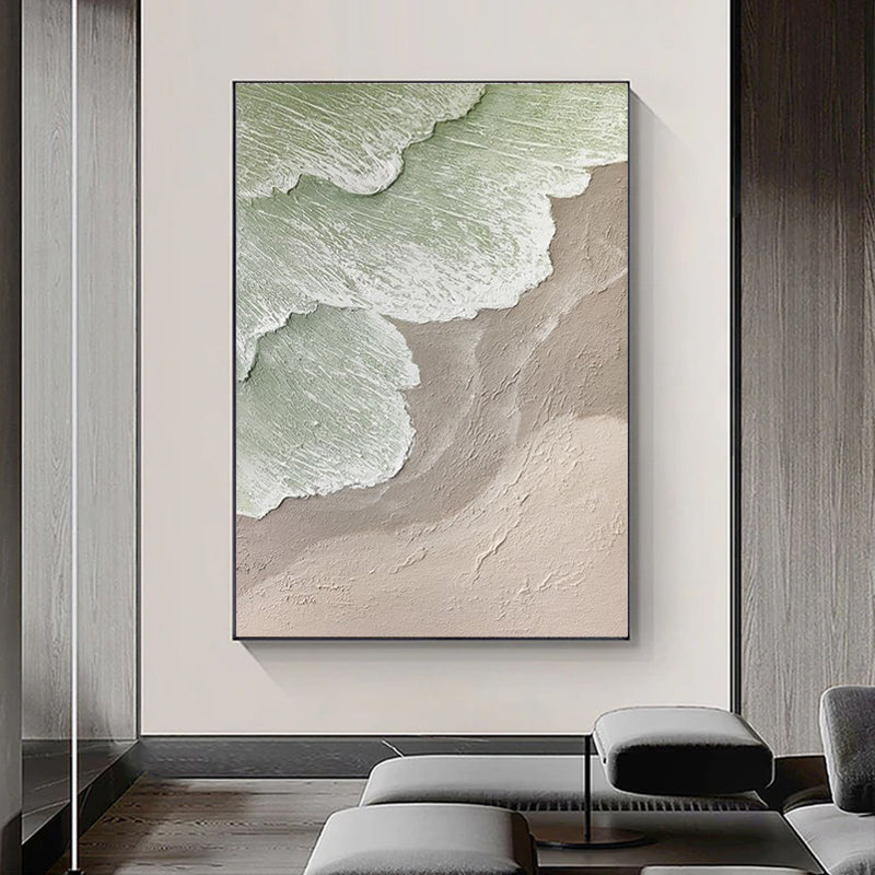 Minimalist Light Green Heavy Texture Wall Art # SMC 031