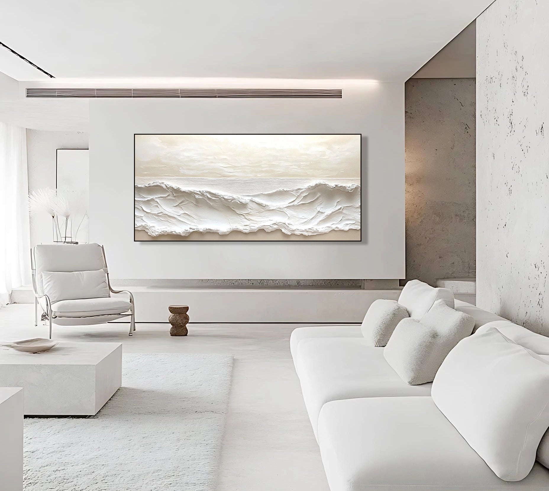 Contemporary Minimalist Seascape with Impasto Waves SMC 084