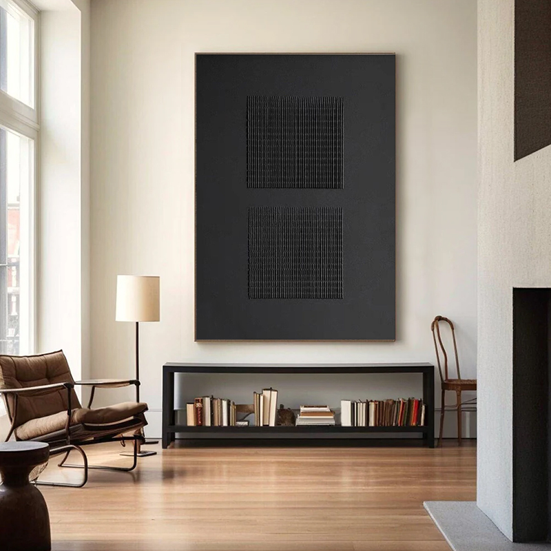 handmade artwork black effect living room wall hanging art painting SMC 059