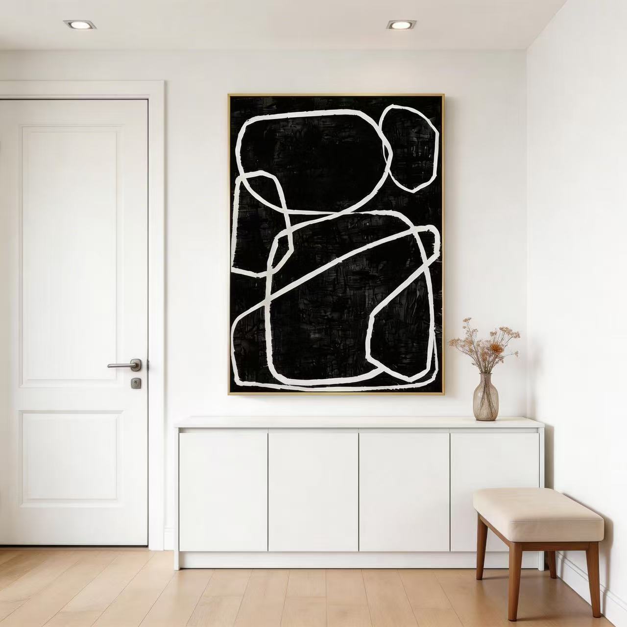 Black Abstract Modernist Textured Art #SMC 009