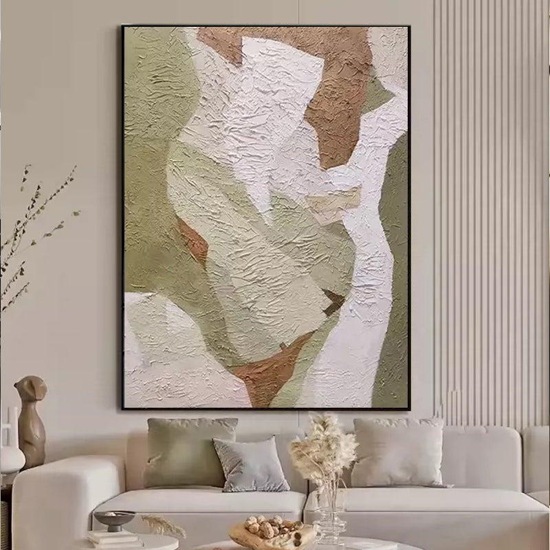 Abstrakte minimalistische Kunst in Hellgrün und Weiß # SMC 023