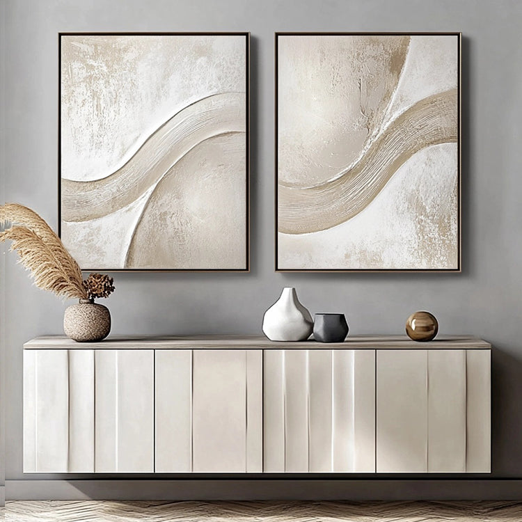Gray Diptych Abstract Oil Painting # SMC 050