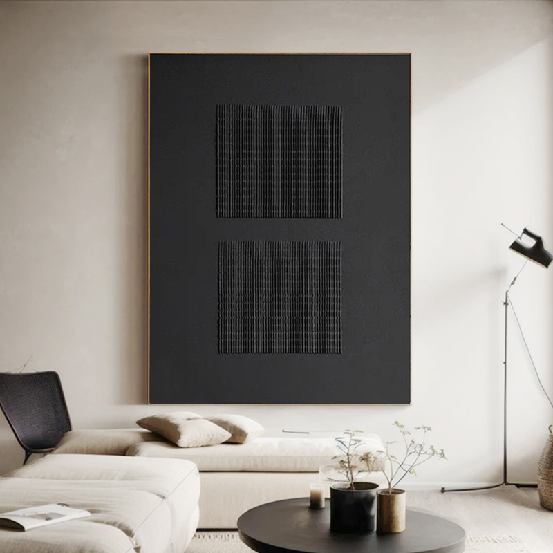 handmade artwork black effect living room wall hanging art painting SMC 059