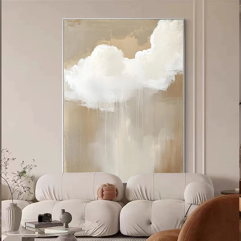 Beige and Cloud Abstract Art Painting # SMC 039