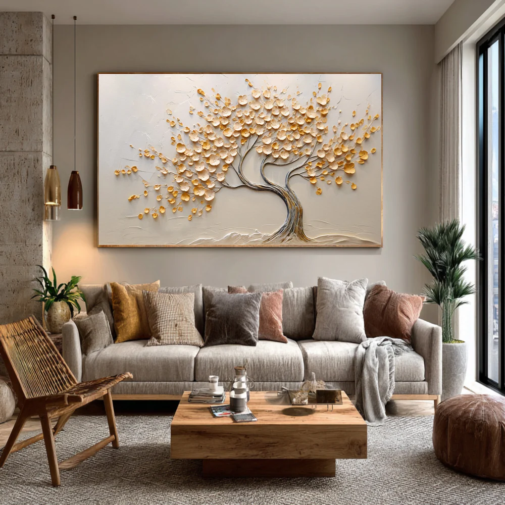 Gold Money Tree Oil Painting Thick Textured Canvas Art # SMC 038