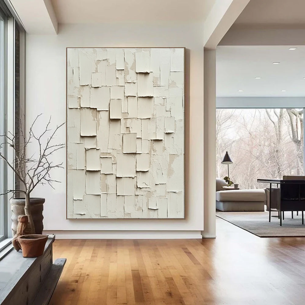 Beige Abstract Color Block Oil Painting # SMC 043