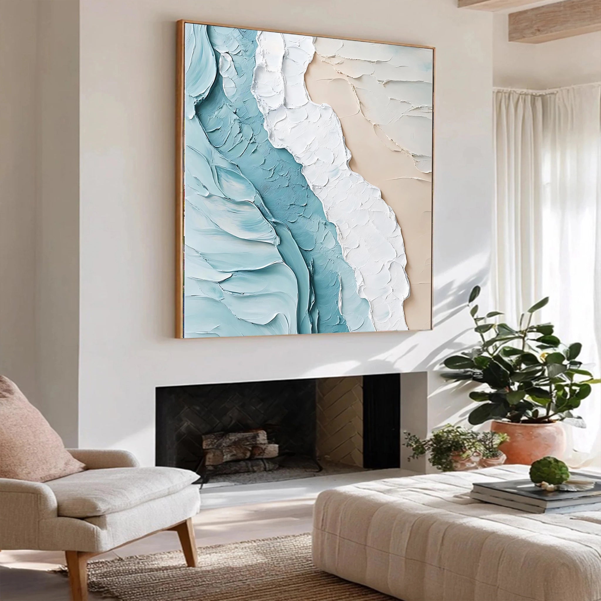 Hand-painted Artwork of a Beach and the Turquoise Sea SMC 094