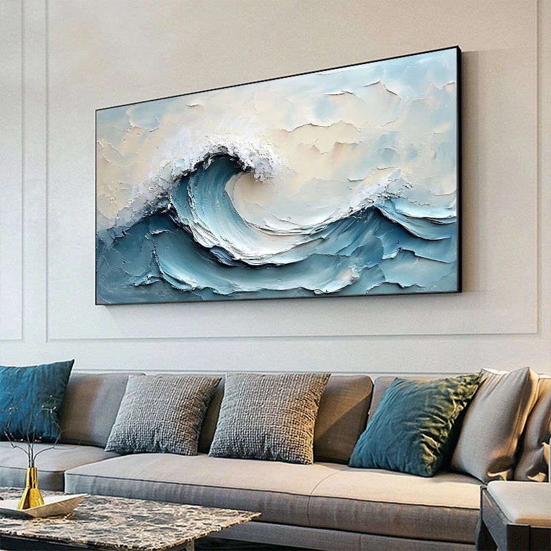 Blue Wave Texture Minimalist Art Ornament Painting SMC 089