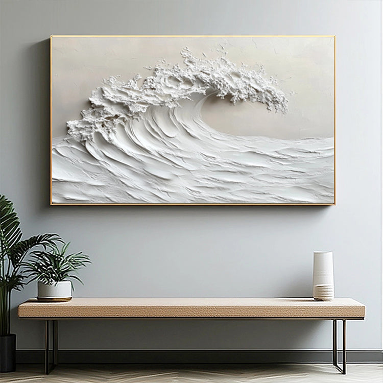 Abstract Sea Wave Art in Warm Beige and Soft Ivory # SMC 051