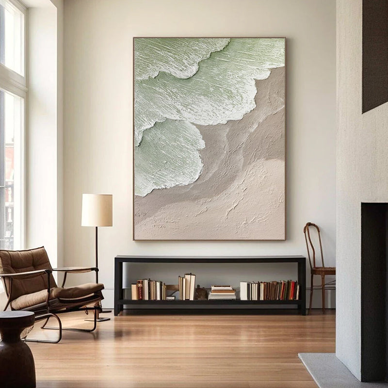 Minimalist Light Green Heavy Texture Wall Art # SMC 031