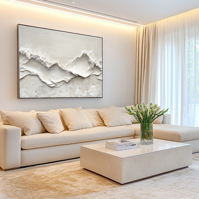 Contemporary impasto style texture art painting in beig SMC 078