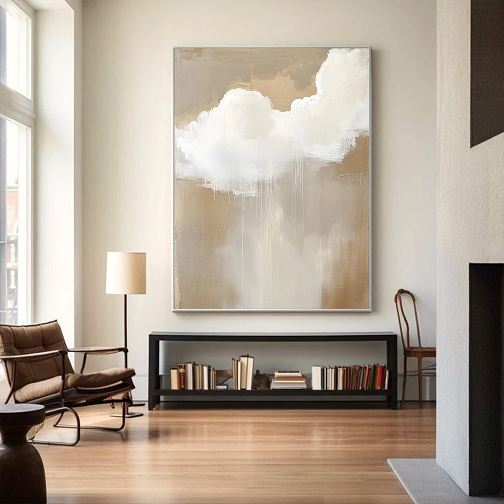 Beige und Wolken Abstraktes Kunstgemälde # SMC 039
