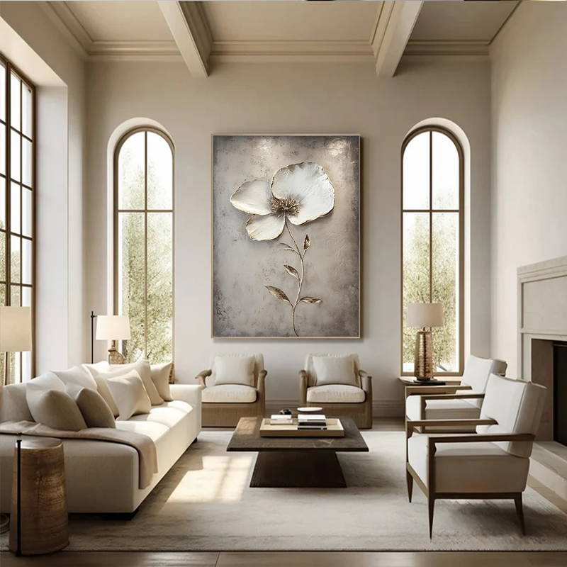 antique-style floral artwork of a flower for entryway walls SMC 058