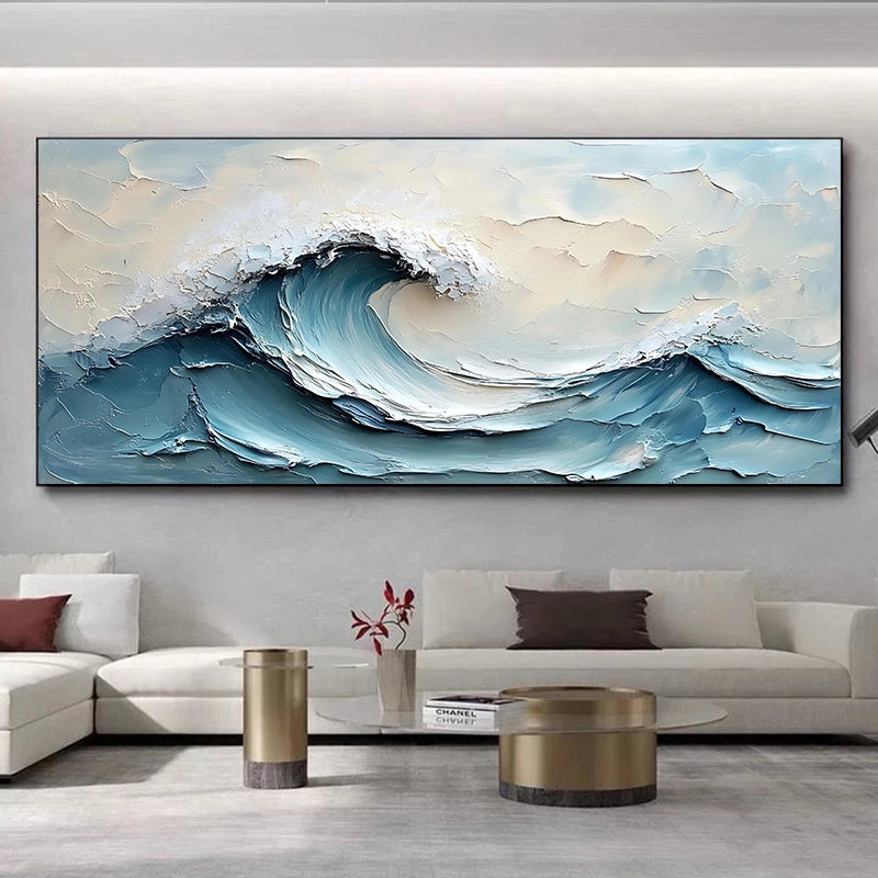 Blue Wave Texture Minimalist Art Ornament Painting SMC 089