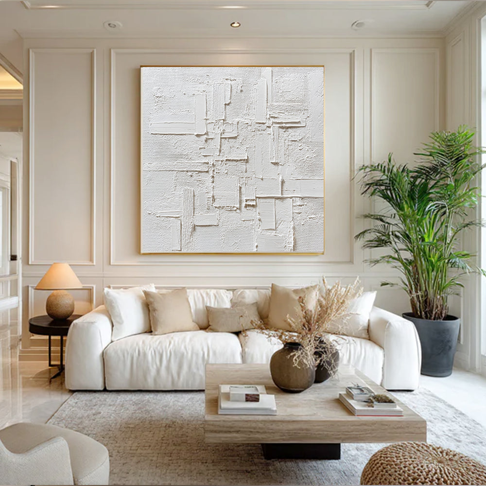 Pure White Minimalist Wall Painting # SMC 045