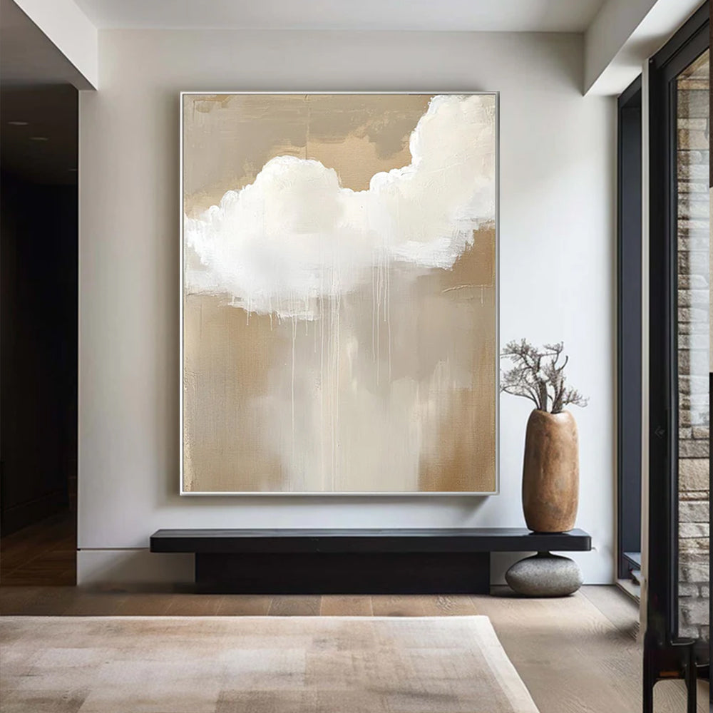 Beige and Cloud Abstract Art Painting # SMC 039