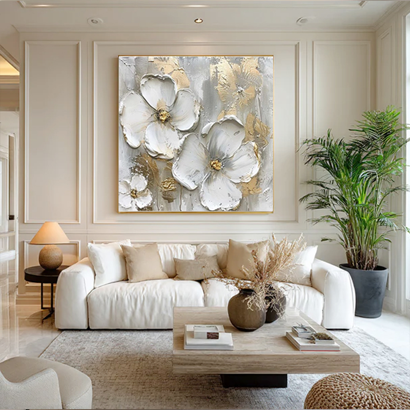 Thick texture square hand-painted oil painting for living room and hallway art decoration SMC 063