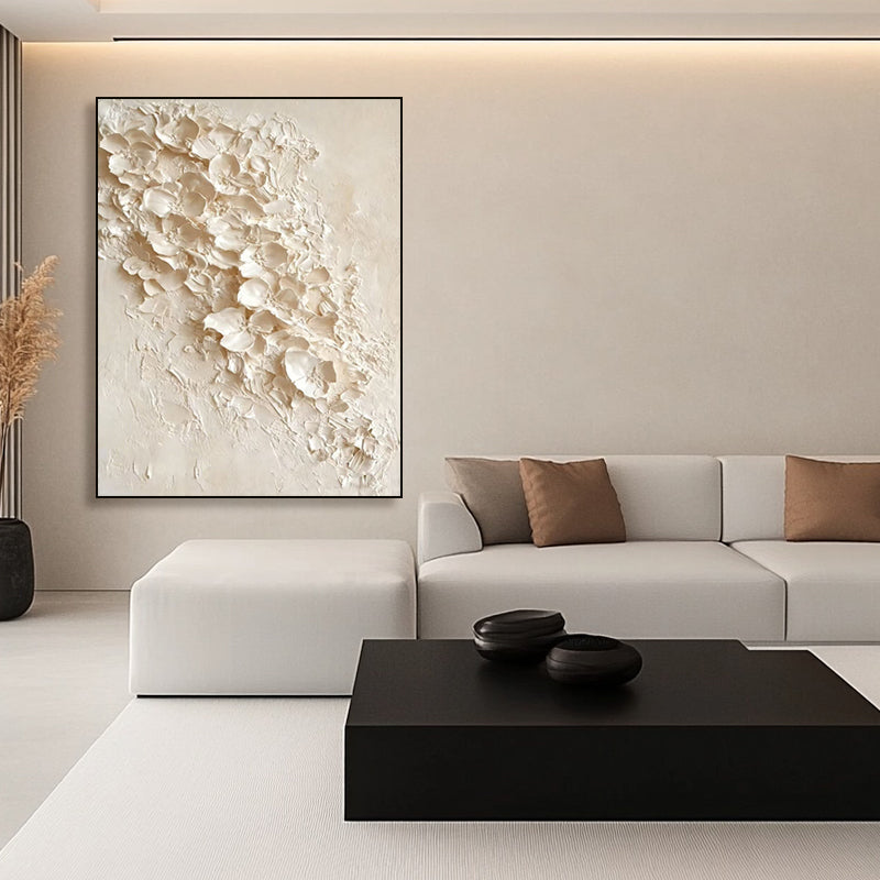 Hand-painted Beige Textured Flora, Minimalist Style SMC 070