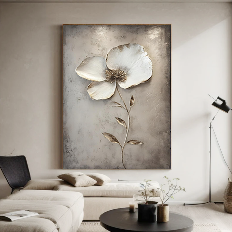 antique-style floral artwork of a flower for entryway walls SMC 058