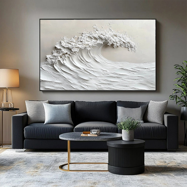 Abstract Sea Wave Art in Warm Beige and Soft Ivory # SMC 051