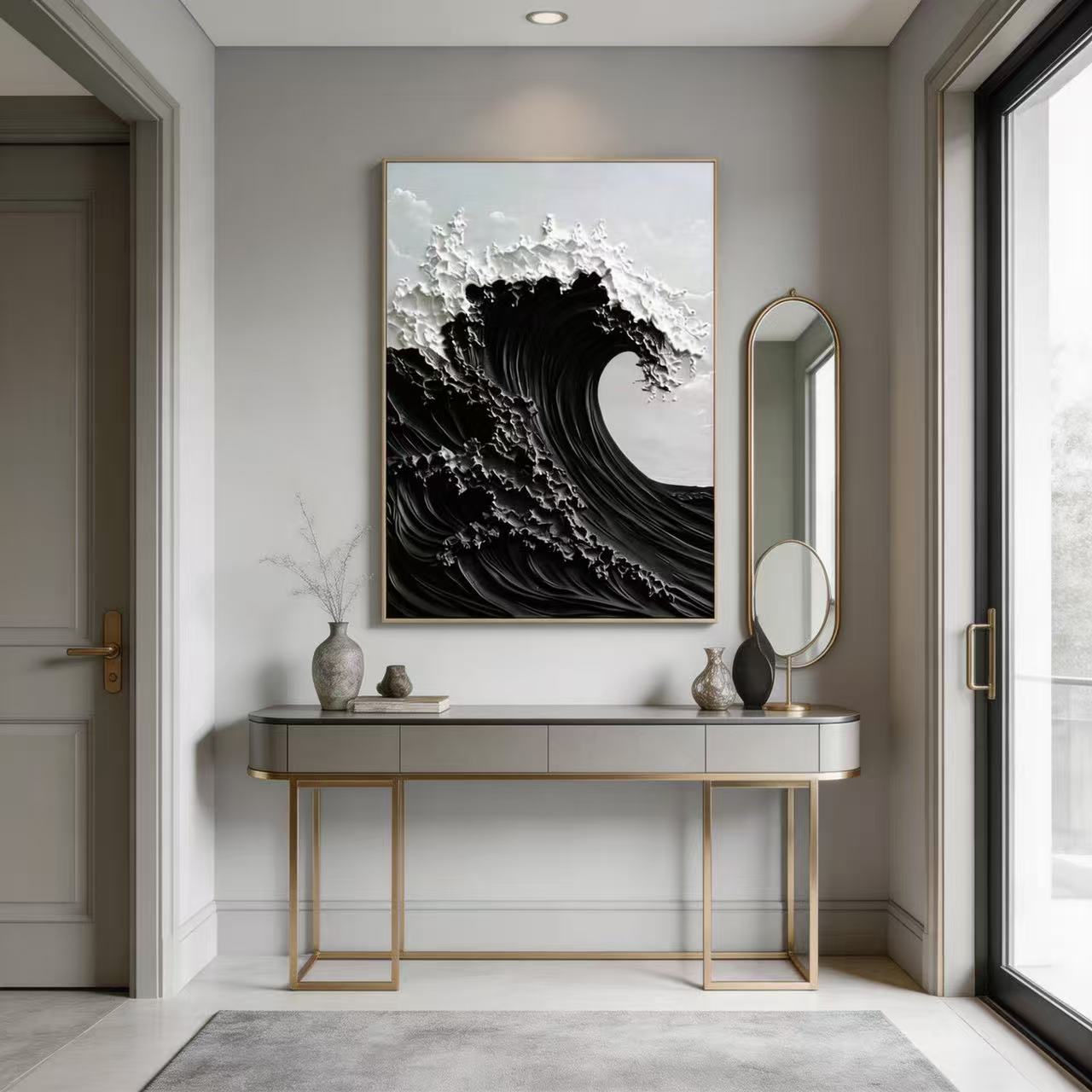 Hand-painted Textured Wave Art Painting # SMC 010