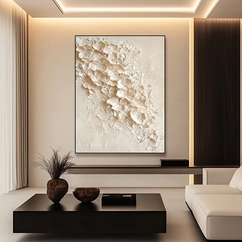 Hand-painted Beige Textured Flora, Minimalist Style SMC 070