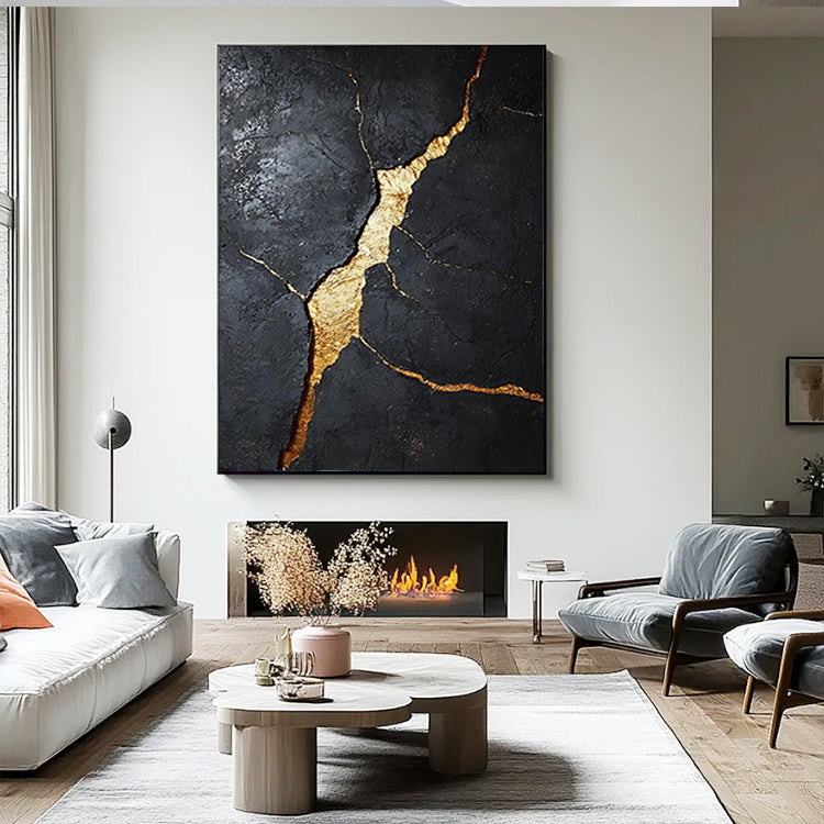 black and gold foil combination effect living room art wall hanging SMC 055