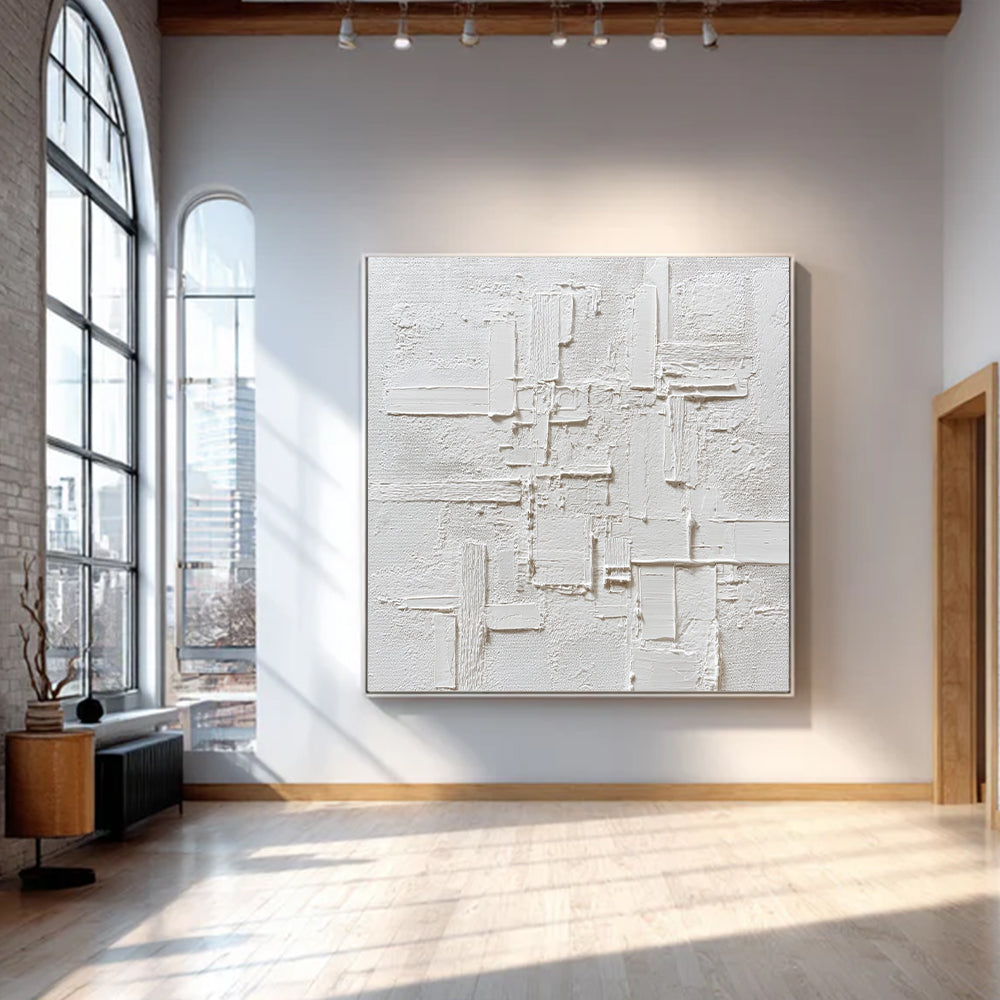 Pure White Minimalist Wall Painting # SMC 045