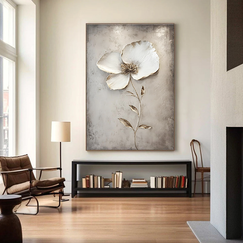 antique-style floral artwork of a flower for entryway walls SMC 058