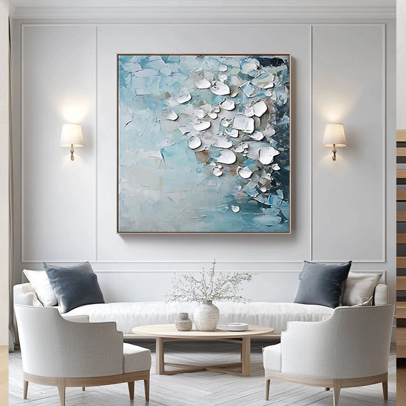 Hand-painted artwork in blue-gray tones, modern minimalism SMC 073