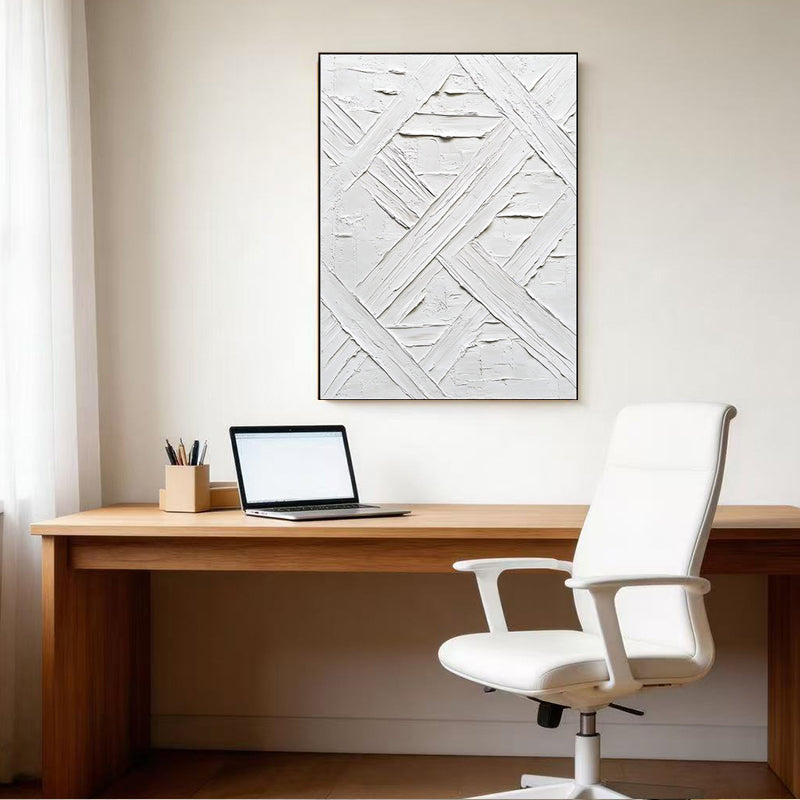 Pure white textured abstract art painting SMC 068