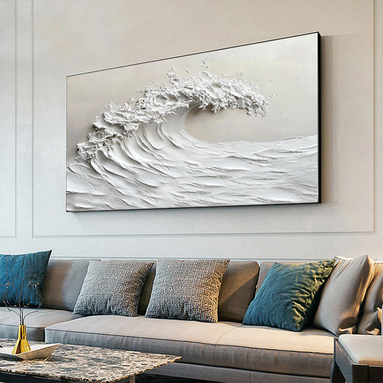 Abstract Sea Wave Art in Warm Beige and Soft Ivory # SMC 051