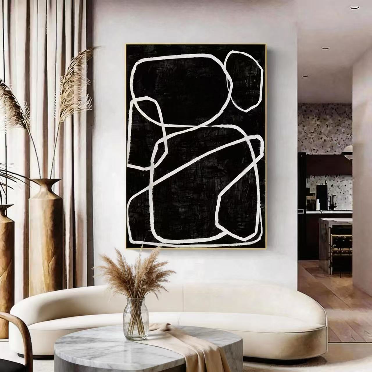 Black Abstract Modernist Textured Art #SMC 009