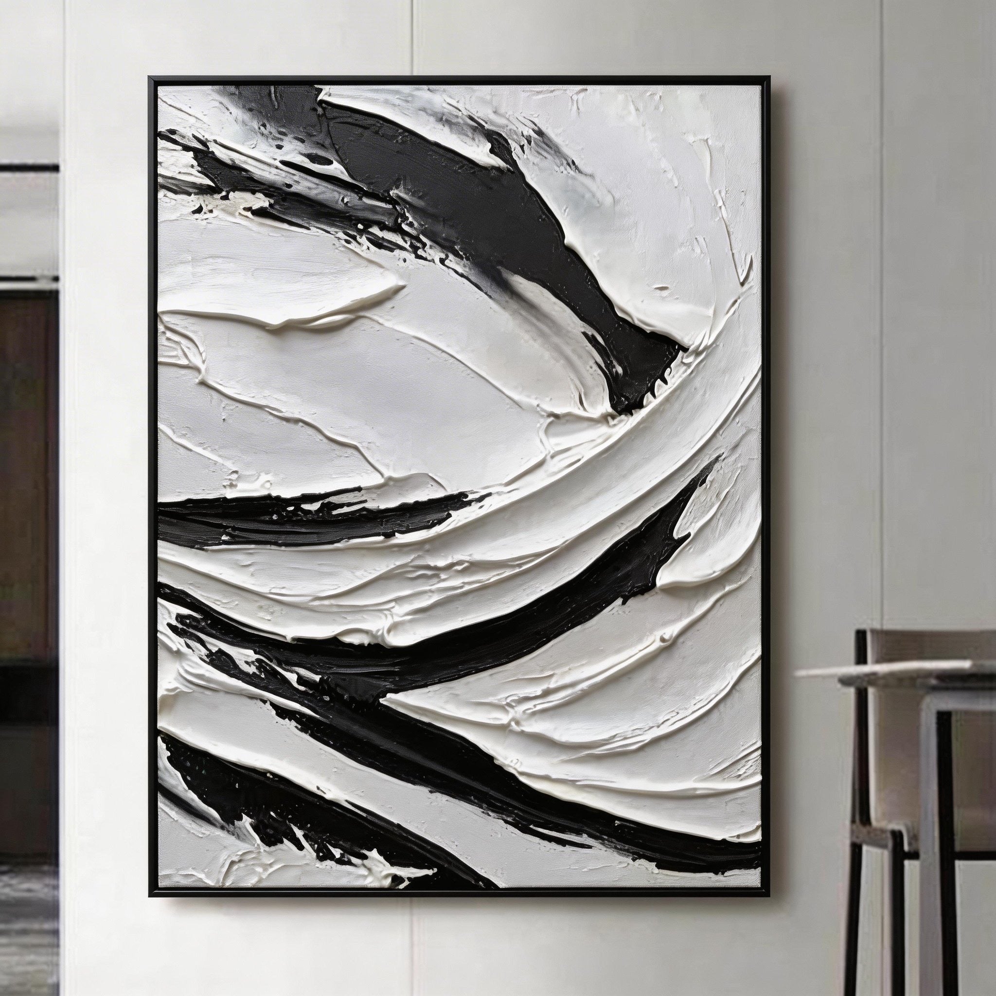 Black and white Minimalist Abstract Painting #SMC 005