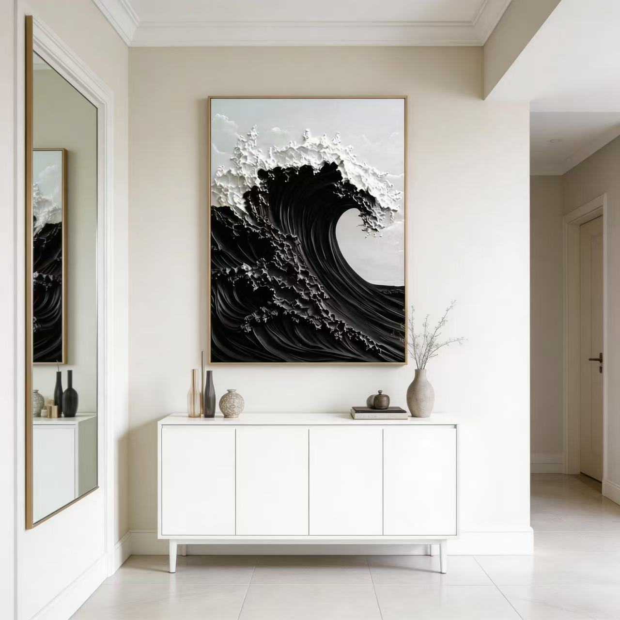 Hand-painted Textured Wave Art Painting # SMC 010