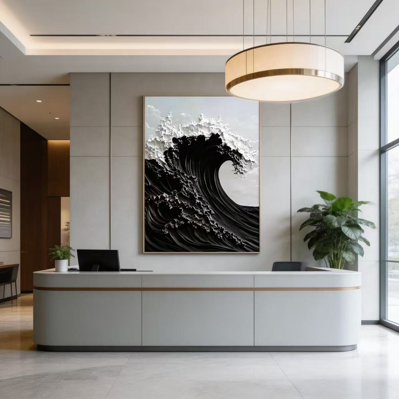 Hand-painted Textured Wave Art Painting # SMC 010