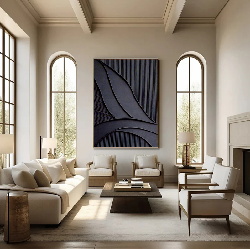 Black Abstract Modernist Textured Art #SMC 025