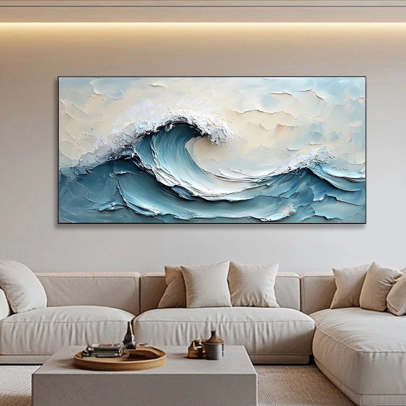 Blue Wave Texture Minimalist Art Ornament Painting SMC 089