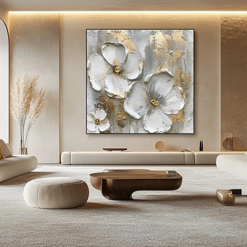 Thick texture square hand-painted oil painting for living room and hallway art decoration SMC 063