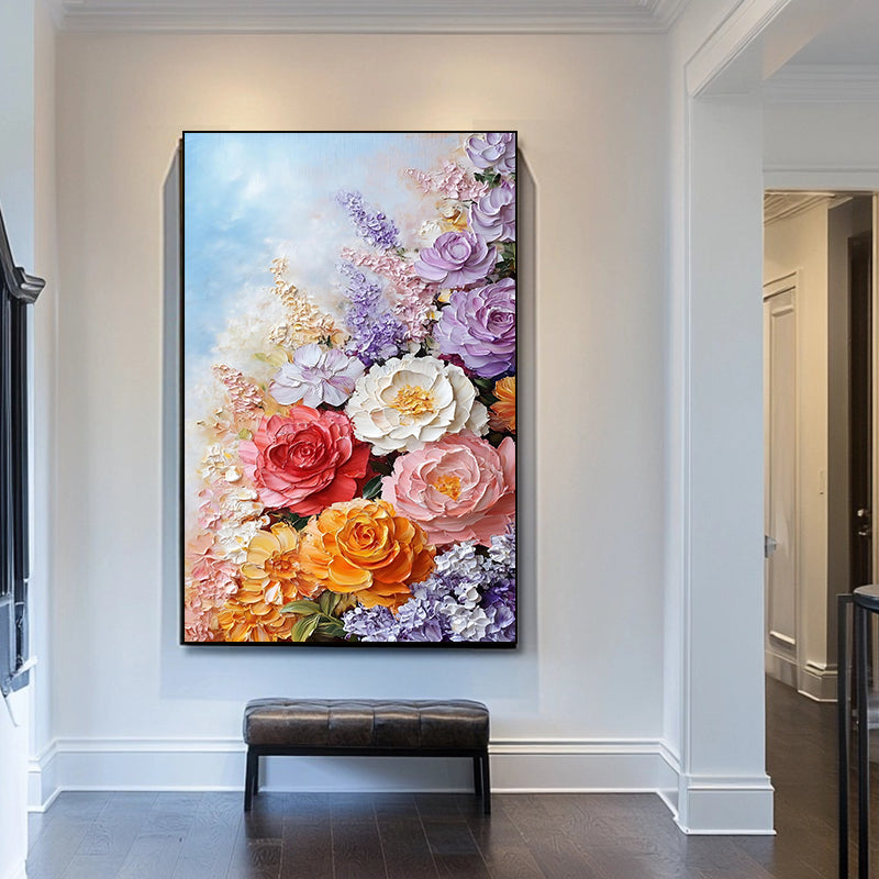 Colorful thick oil paint floral indoor decorative art painting  SMC 072