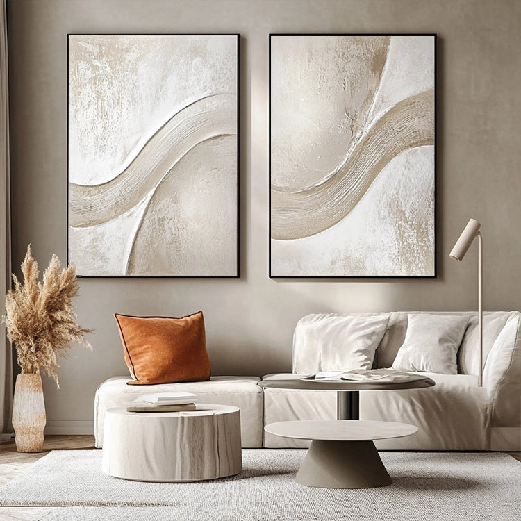 Gray Diptych Abstract Oil Painting # SMC 050