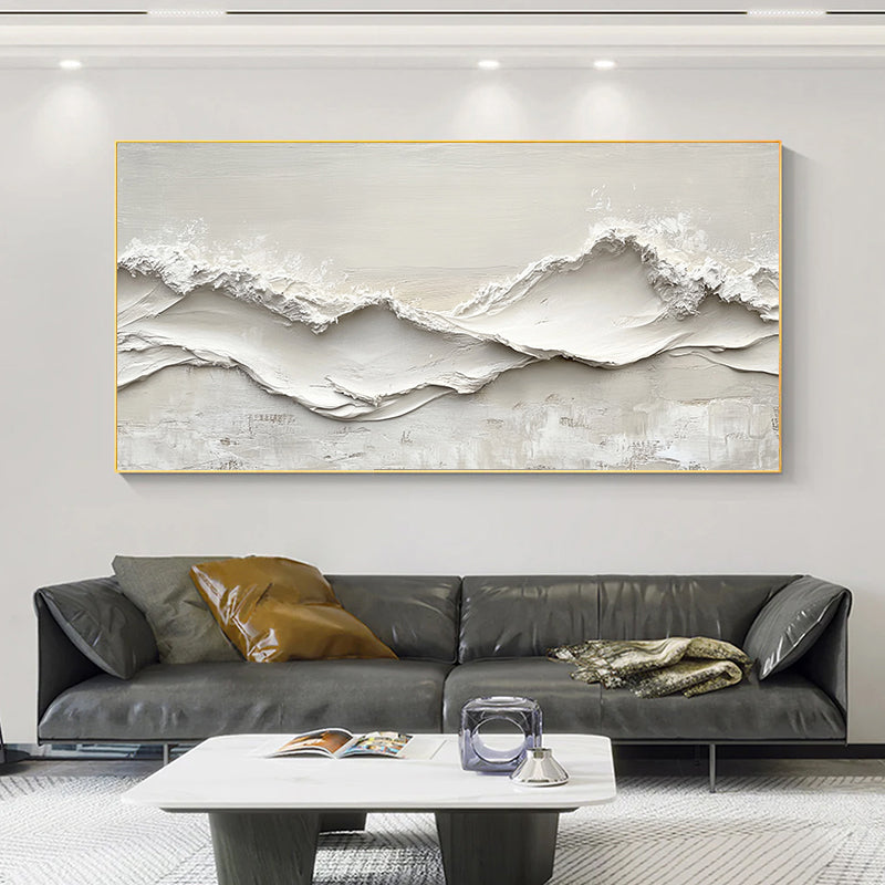 Contemporary impasto style texture art painting in beig SMC 078
