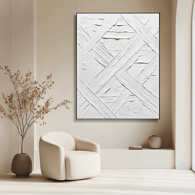Pure white textured abstract art painting SMC 068
