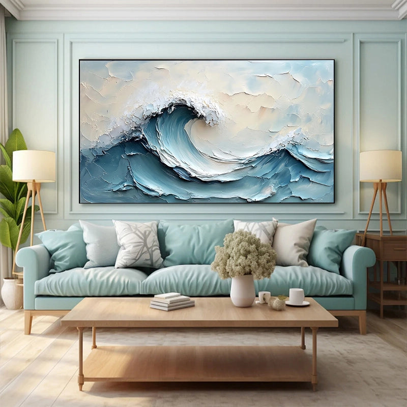 Blue Wave Texture Minimalist Art Ornament Painting SMC 089