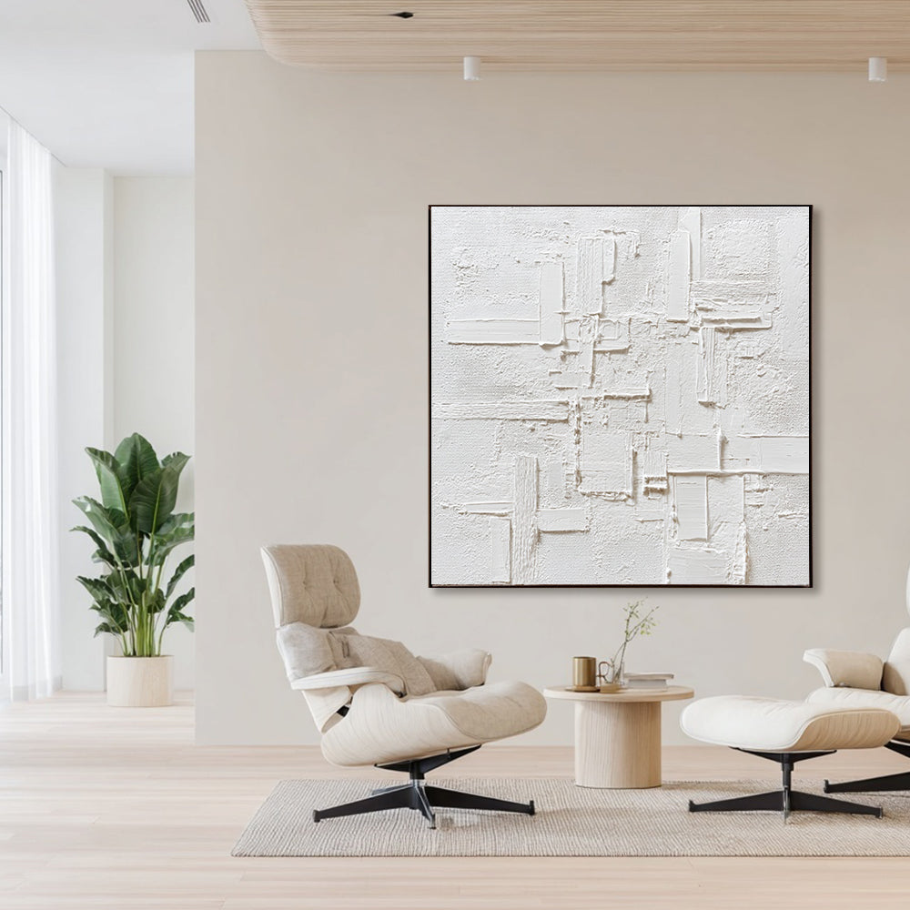Pure White Minimalist Wall Painting # SMC 045