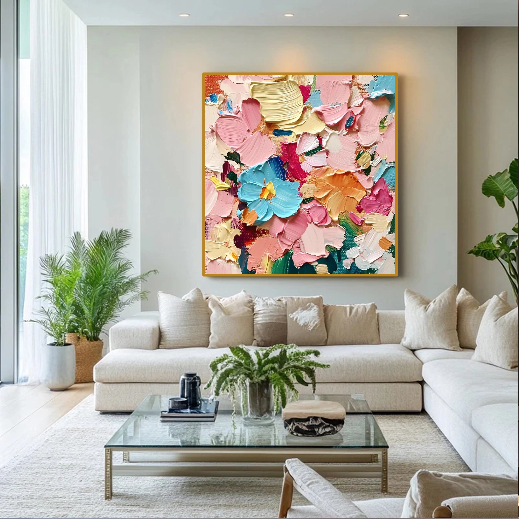 Contemporary Oil Painting of Colorful Flowers with Rich Texture  SMC 096