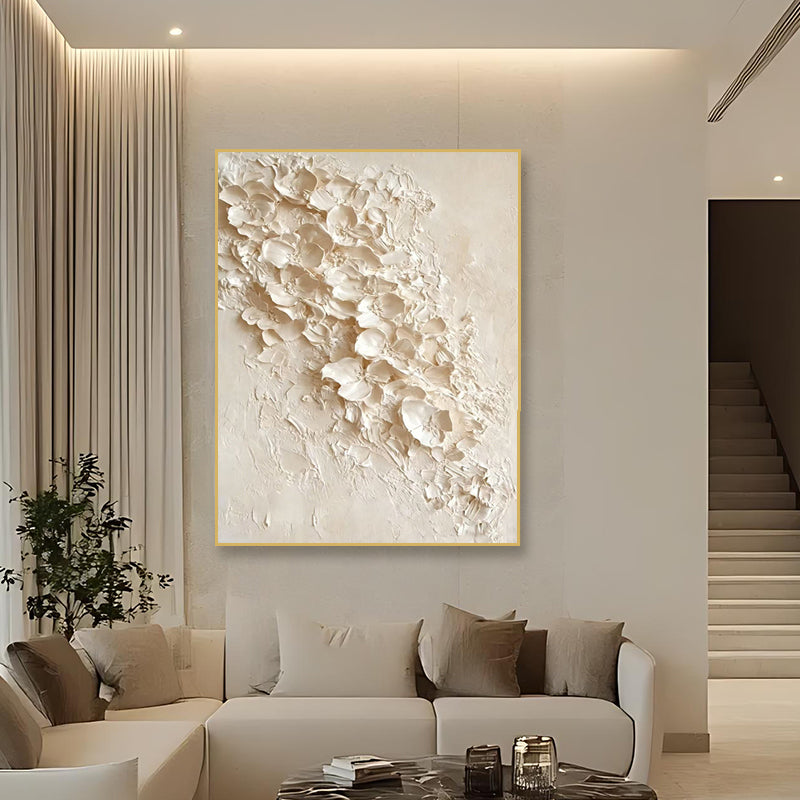 Hand-painted Beige Textured Flora, Minimalist Style  SMC 070