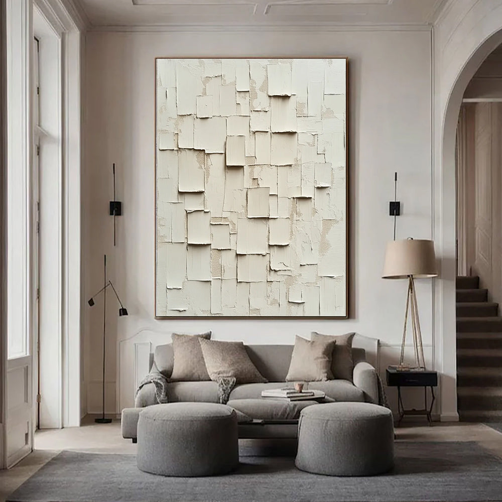 Beige Abstract Color Block Oil Painting # SMC 043