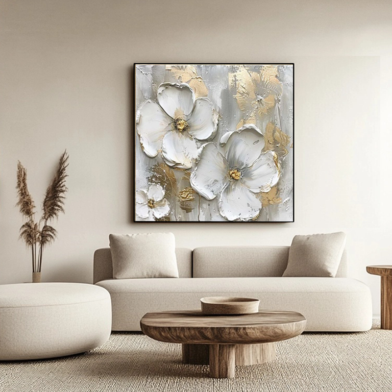 Thick texture square hand-painted oil painting for living room and hallway art decoration SMC 063